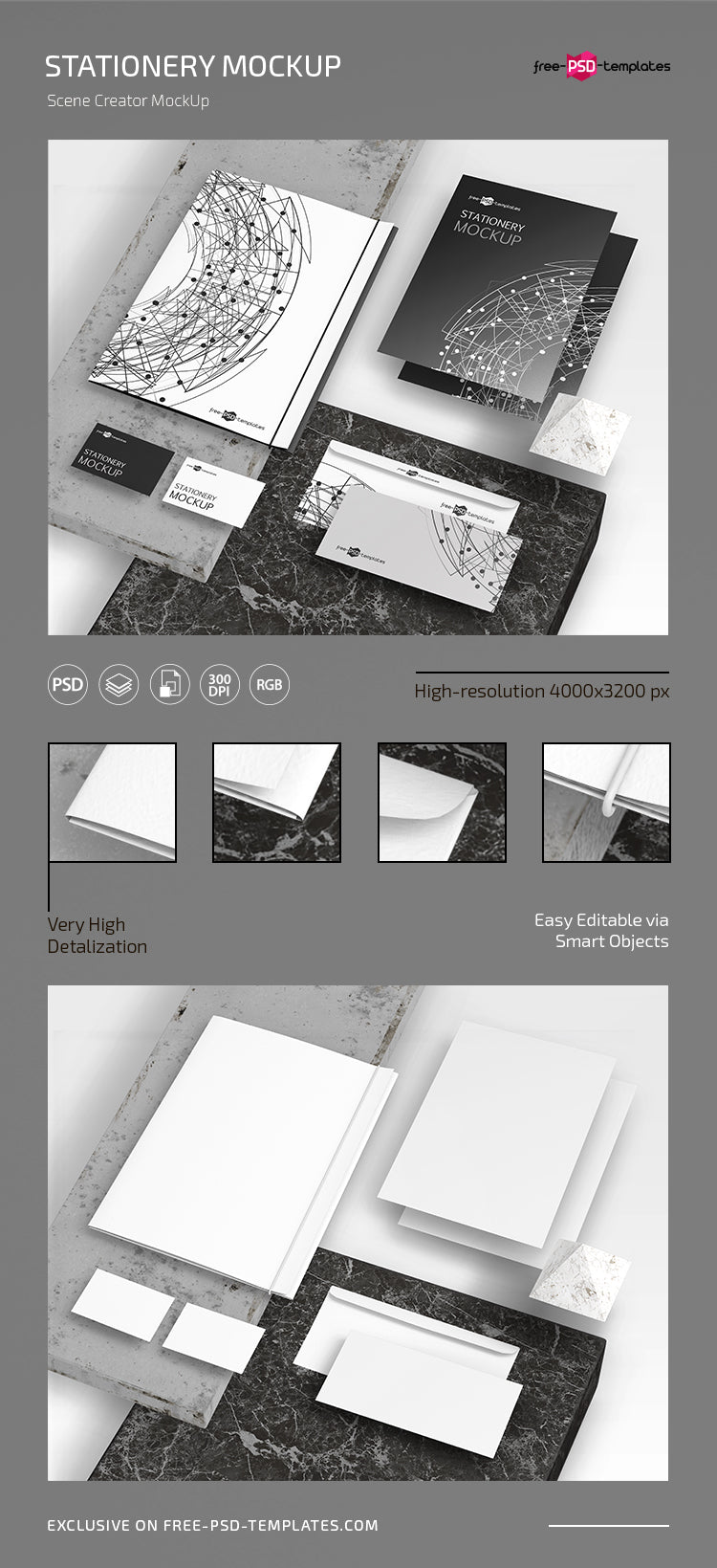 Free Stationery Scene Creator Mockup In Psd