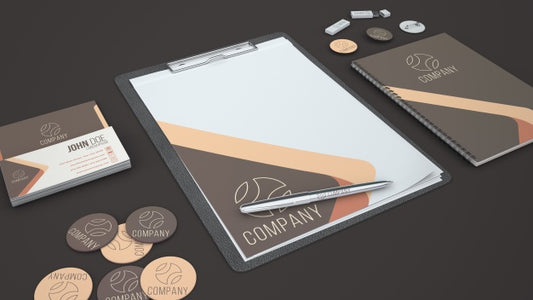 Free Stationery Showcase With Clipboard Psd