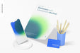 Free Stationery With Smartphone Mockup Psd