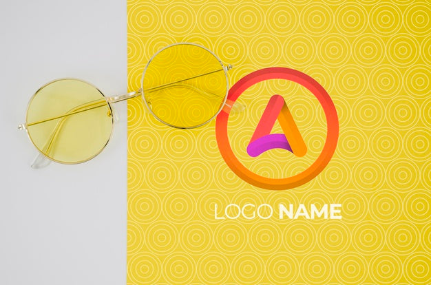 Free Summer Glasses With Logo Name Design Psd