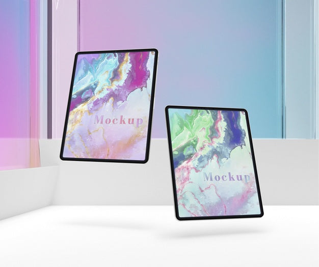 Free Tablet Collection Floating Mock-Up Psd