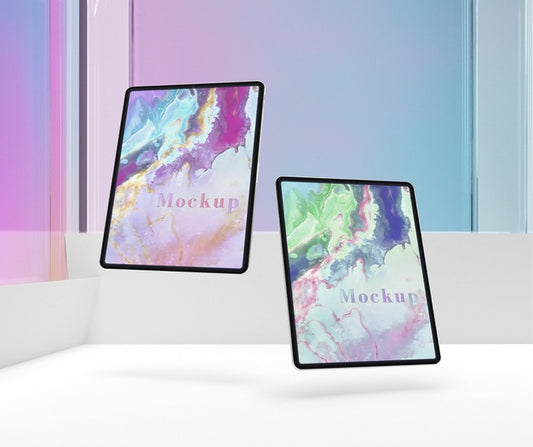 Free Tablet Collection Floating Mock-Up Psd