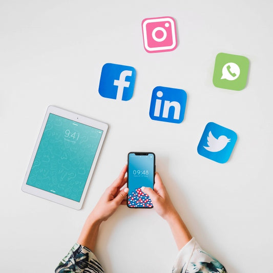 Free Tablet Mockup With Social Network Concept Psd