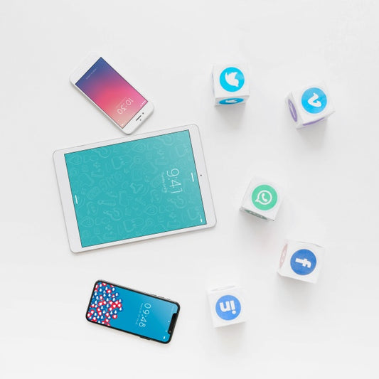 Free Tablet Mockup With Social Network Concept Psd