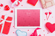 Free Tablet Mockup With Valentines Day Elements Psd