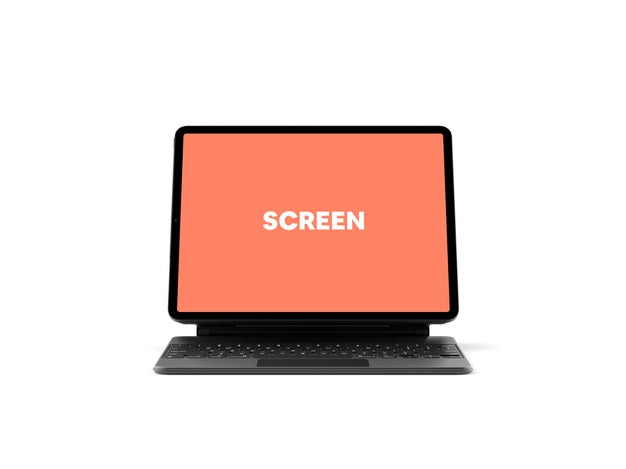 Free Tablet With Keyboard Mockup Psd