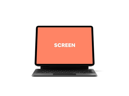 Free Tablet With Keyboard Mockup Psd