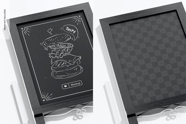 Free Tabletop Chalkboard With Legs Mockup, Close Up Psd