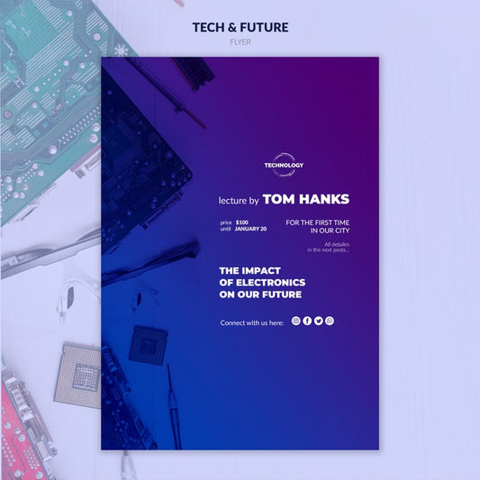 Free Tech & Future Concept Flyer Mock-Up Psd
