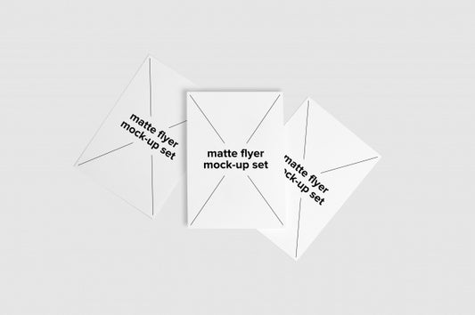 Free Three Matte Flyers Mock Up Psd