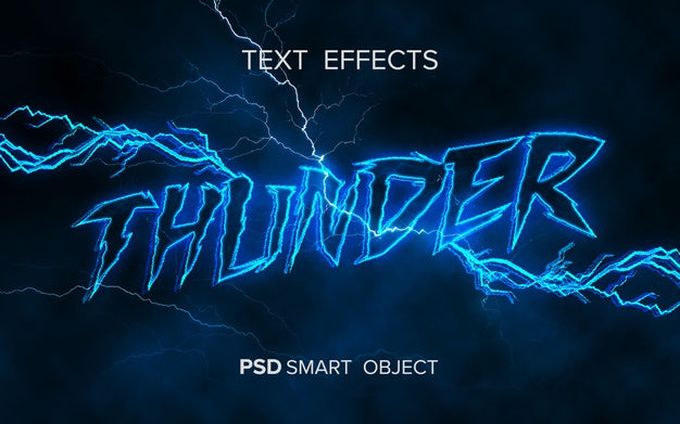 Free Thunder Text Effect Smart Object Psd