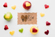 Free Top View Apples With Heart Shapes Psd