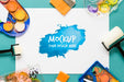 Free Top View Artistic Paint Accessories With Mock-Up Psd