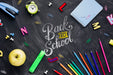 Free Top View Back To School Concept With Chalkboard Psd