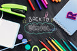 Free Top View Back To School With Colourful Supplies Psd