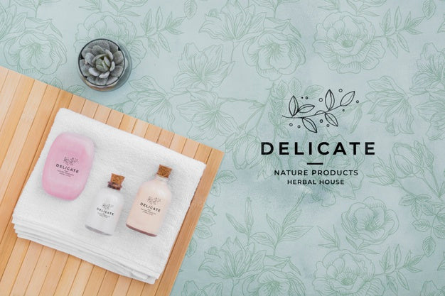 Free Top View Bath Concept With Toiletries Psd