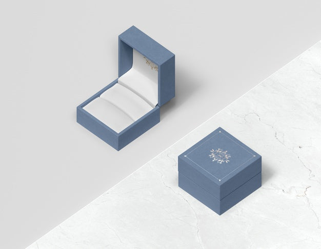 Free Top View Blue Gift Box With Cover Psd