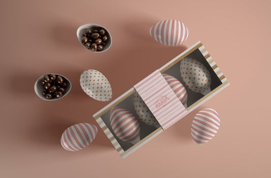 Free Top View Box With Eggs For Easter Day Psd