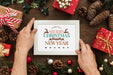 Free Top View Christmas Composition With Frame Mockup Psd