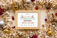 Free Top View Christmas Composition With Frame Mockup Psd
