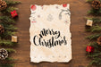 Free Top View Christmas Composition With Old Paper Mockup Psd