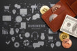 Free Top View Cryptocurrency And Money Psd