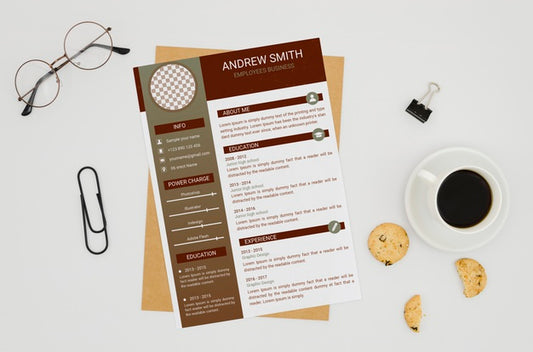 Free Top View Cv Mock-Up On White Background Psd