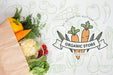 Free Top View Delicious Veggies In A Paper Bag Psd