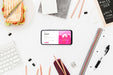 Free Top View Desk With Sandwich And Phone Mock-Up Psd