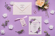 Free Top View Elegant Wedding Invitation Concept Psd