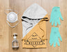 Free Top View Folded Hoodie Mock-Up With Gloves, Mask And Hand Sanitizer Psd