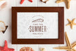 Free Top View Frame And Starfish Arrangement Psd