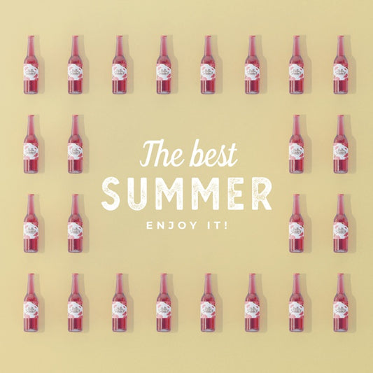 Free Top View Fruit Soda Bottles With Typography Psd