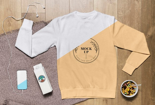 Free Top View Hoodie Mock-Up With Snacks And Phone Case Psd