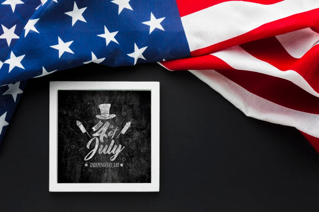 Free Top View Independence Day With Mock-Up Psd