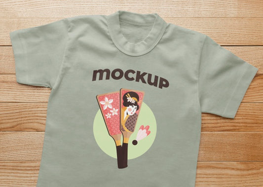 Free Top View Japanese T-Shirt Mock-Up Composition Psd