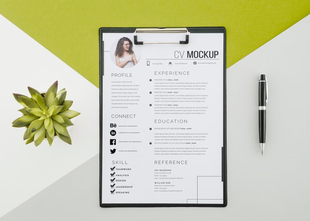 Free Top View Modern Curriculum Vitae With Mock-Up Psd