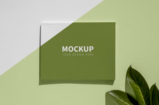 Free Top View Nature Magazine Cover Mock-Up With Leaves Assortment Psd
