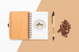 Free Top View Notebook And Coffee Beans Psd