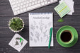 Free Top View Notebook Mock-Up And Stationery Near Coffee And Succulent Plant Psd