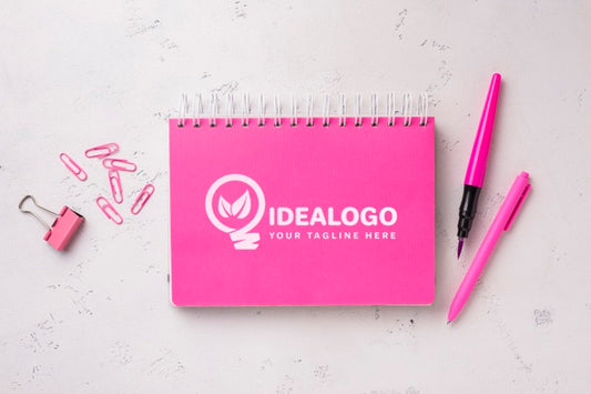 Free Top View Notebook Mock-Up With Stationery Psd