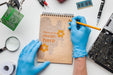 Free Top View Notepad With Electronics Tools Psd