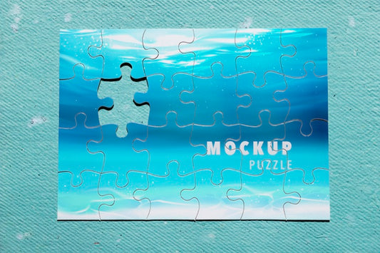 Free Top View Ocean Puzzle On Blue Background Psd