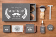 Free Top View Of Beard Care Products In Set With Soap Psd