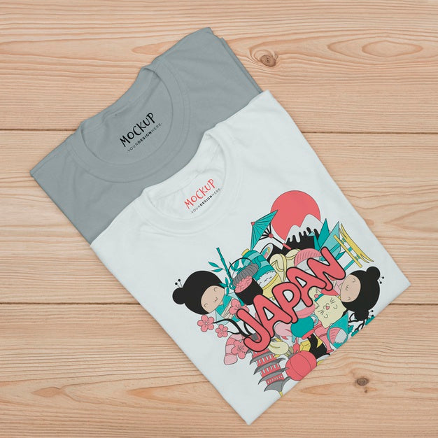 Free Top View Of Cute T-Shirt Concept Mock-Up Psd