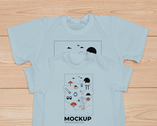 Free Top View Of Cute T-Shirt Concept Mock-Up Psd