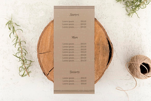 Free Top View Of Food Menu Concept Mock-Up Psd