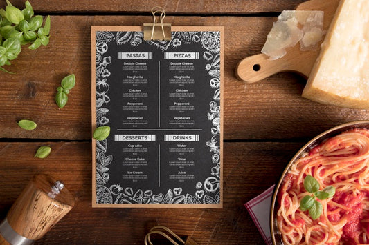 Free Top View Of Food Menu Concept Mock-Up Psd