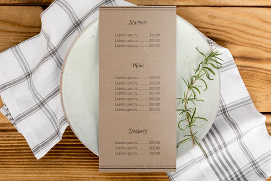 Free Top View Of Food Menu Concept Mock-Up Psd