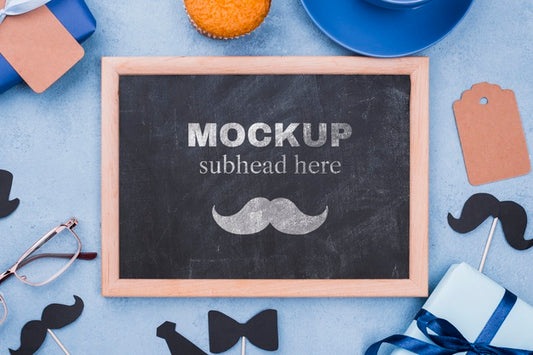 Free Top View Of Frame For Fathers Day With Gift Psd